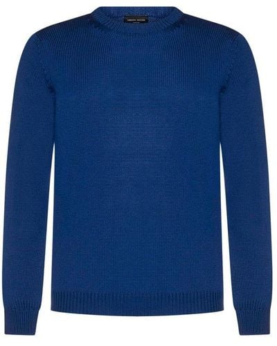 Roberto Collina Long-sleeved Crewneck Knitted Jumper - Blue