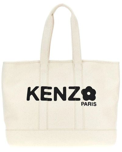 KENZO Utility Logo Printed Tote Bag - Natural