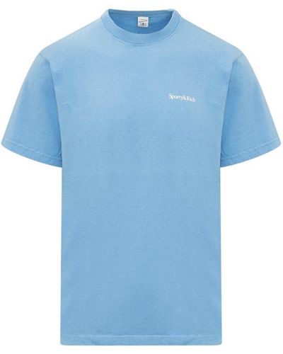 Sporty & Rich Slogan Print Crewneck T-shirt - Blue