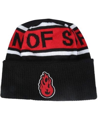 Vision Of Super Fire Patch Knitted Beanie - Red