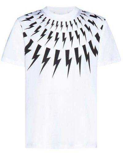 Neil Barrett Fairisle Thunderbolt T-shirt - White