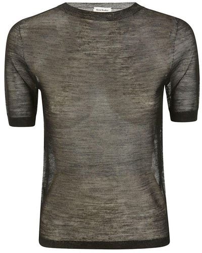 Acne Studios Semi-sheer Crewneck Knitted T-shirt - Grey