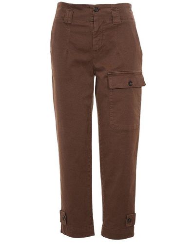 Pinko Logo-embroidered Tapered Trousers - Brown
