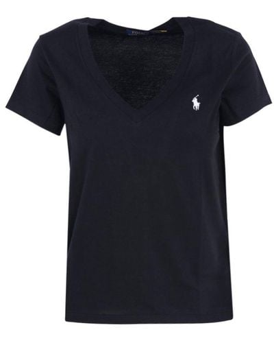 Polo Ralph Lauren Logo-embroidered V-neck Cotton-jersey T-shirt - Black