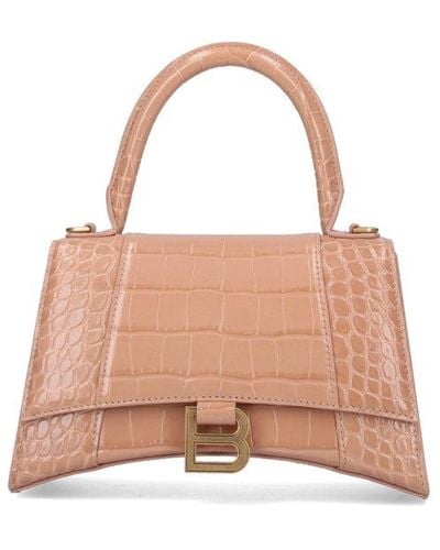 Balenciaga Hourglass Embossed Small Handbag - Pink