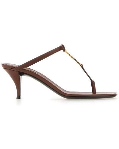 Saint Laurent Cassandra Thong Mules - Brown