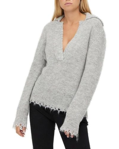 Erika Cavallini Semi Couture V-neck Knitted Sweater - Gray