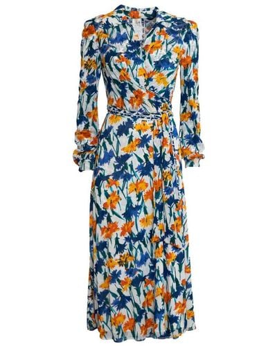 Diane von Furstenberg Phoenix Reversible Mesh Wrap Dress - Blue