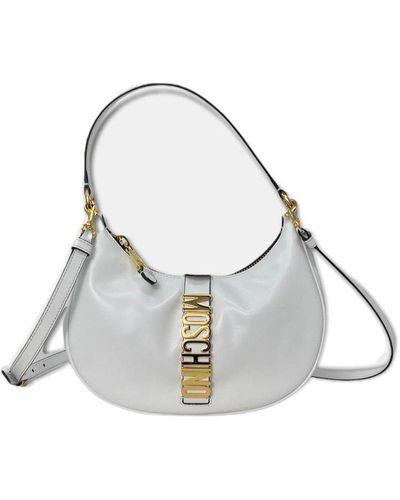 Moschino Lettering Logo Plaque Tote Bag - White