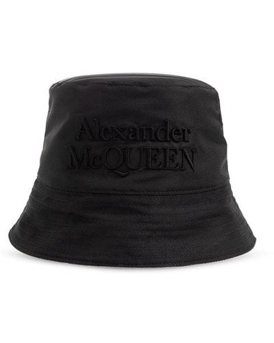 Alexander McQueen Reversible Bucket Hat With Logo, - Black