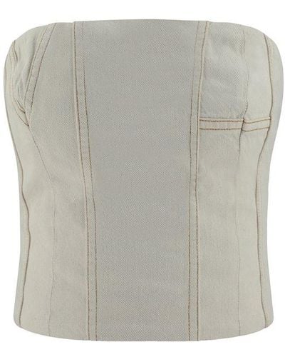 Amiri Strapless Cropped Bustier Top - Grey