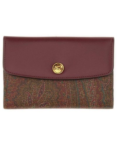 Etro Essential Paisley Printed Foldover-top Wallet - Purple