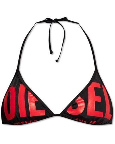 DIESEL Bfb-sees Logo Printed Halterneck Bikini Top - Red
