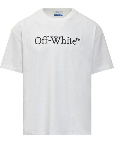 Off-White c/o Virgil Abloh Bookish Crewneck Straight Hem T-shirt - Gray