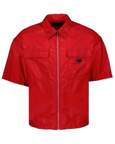 Prada Re-nylon Short-sleeved Shirt - Red