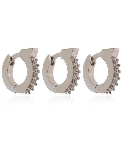Ferragamo Embellished Hoop Set Of Three Earrings - Metallic