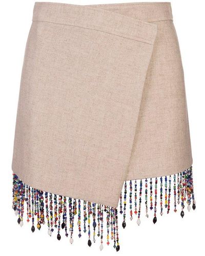 MSGM Embellished Wrapped Mini Skirt - White