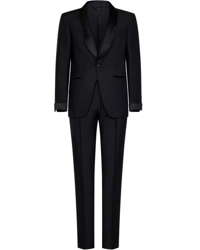 Tom Ford Atticus Satin Trim Tuxedo Suit - Black