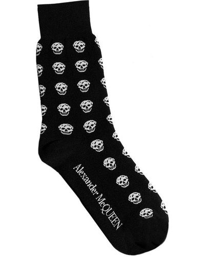 Alexander McQueen All-over Skull Knitted Socks - Black