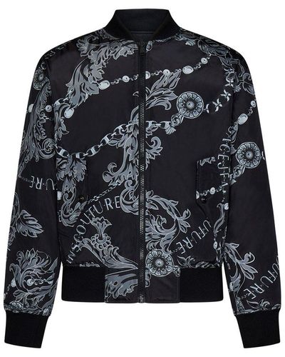 Versace Jeans Couture Baroque-printed Reversible Bomber Jacket - Black