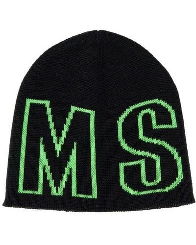 MSGM Beanie Hat With Logo - Green
