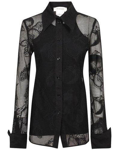 Sportmax Lace Detailed Long-sleeved Top - Black