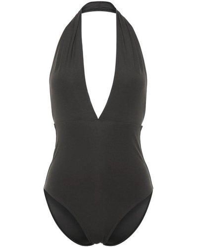 Totême Halterneck Open Back Swimsuit - Black