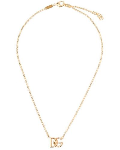 Dolce & Gabbana Logo-charm Lobster Claw Fastened Necklace - White
