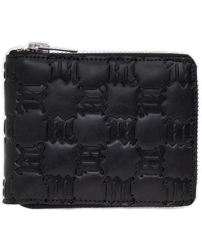 MISBHV Monogrammed Zipped Bi-fold Wallet - Black