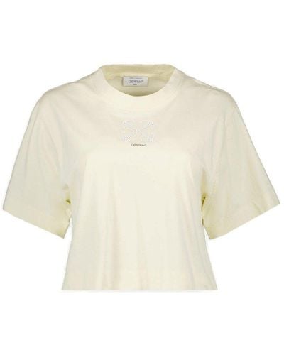 Off-White c/o Virgil Abloh Crewneck Cropped T-shirt - Natural