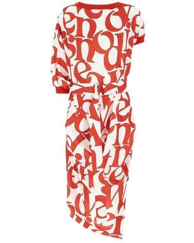 Vivienne Westwood Graphic Printed Belted Asymmetric Dress - Red