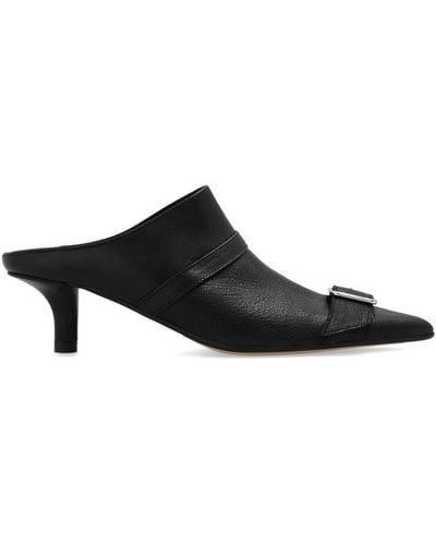MM6 by Maison Martin Margiela Pointed-toe Buckle-detailed Mules - Black