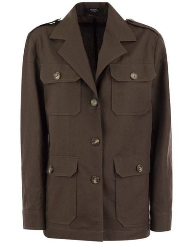 Weekend by Maxmara Bacca Cotton And Linen Safari Jacket - Brown