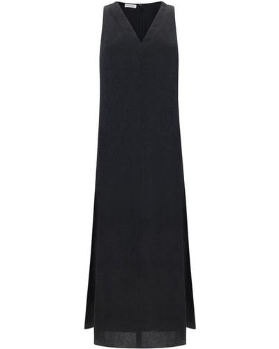 Brunello Cucinelli V-neck Sleeveless Maxi Dress - Black