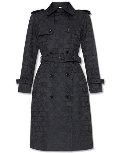 Moschino Trench Coat With Logo - Black