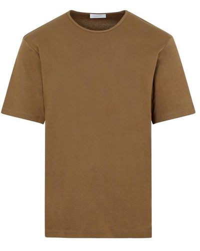 Lemaire Cotton Crewneck T-shirt Tshirt - Brown