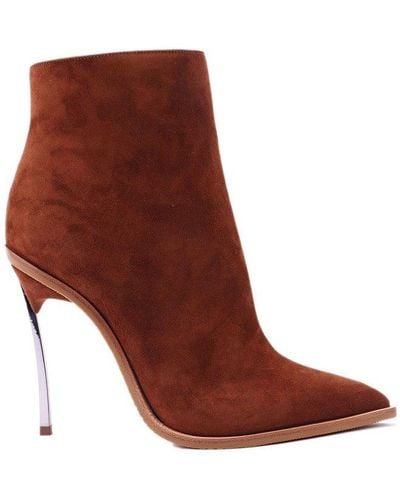Casadei Pointed-toe Zipped Boots - Brown