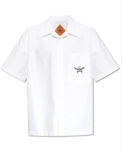 MCM Logo Embroidered Short-sleeved Shirt - White