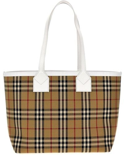 Burberry Vintage Check Pattern Medium Shoulder Bag - White
