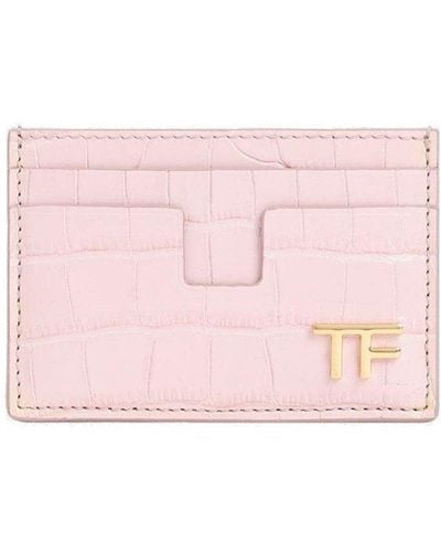 Tom Ford Logo Plaque Embossed Cardholder - Pink
