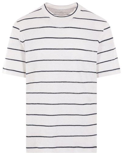 Brunello Cucinelli Striped Crewneck T-shirt - White