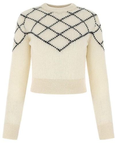 Saint Laurent Geometric Intarsia Sweater - White