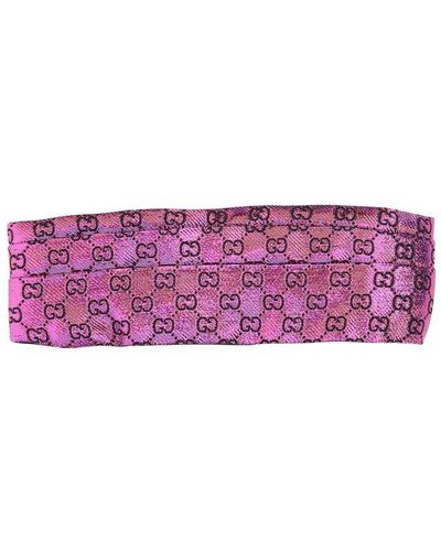 Gucci Embroidered Viscose Blend Hair Band - Purple