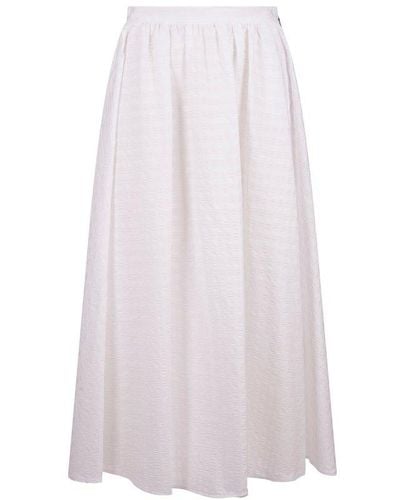 MSGM Seersucker-embellished A-line Midi Skirt - White
