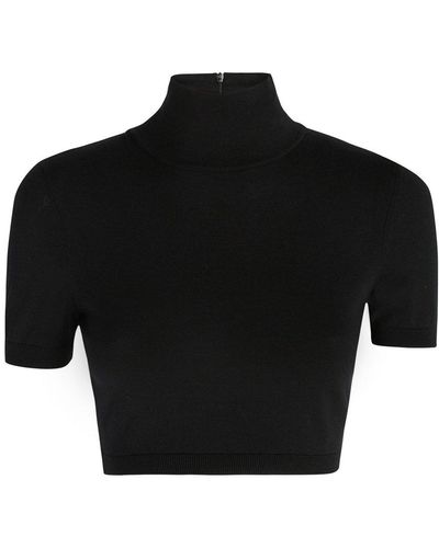 Max Mara High Neck Short-sleeved Sweater - Black