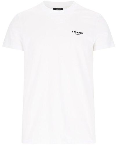 Balmain Logo Detailed Crewneck T-shirt - White