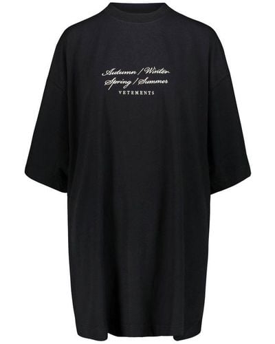 Vetements Logo Printed Oversized T-shirt - Black