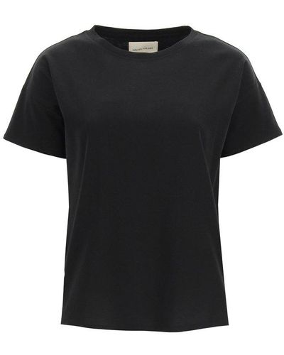 Loulou Studio Basic T-shirt With Logo Embroidery - Black