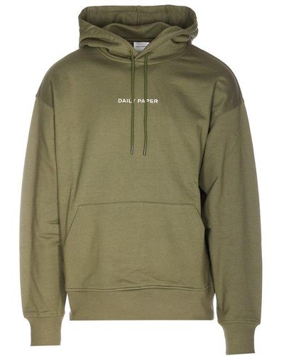 Daily Paper Logo Embroidered Drawstring Hoodie - Green
