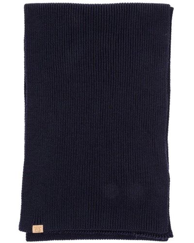 Woolrich Logo Patch Ribbed Scarf - Blue